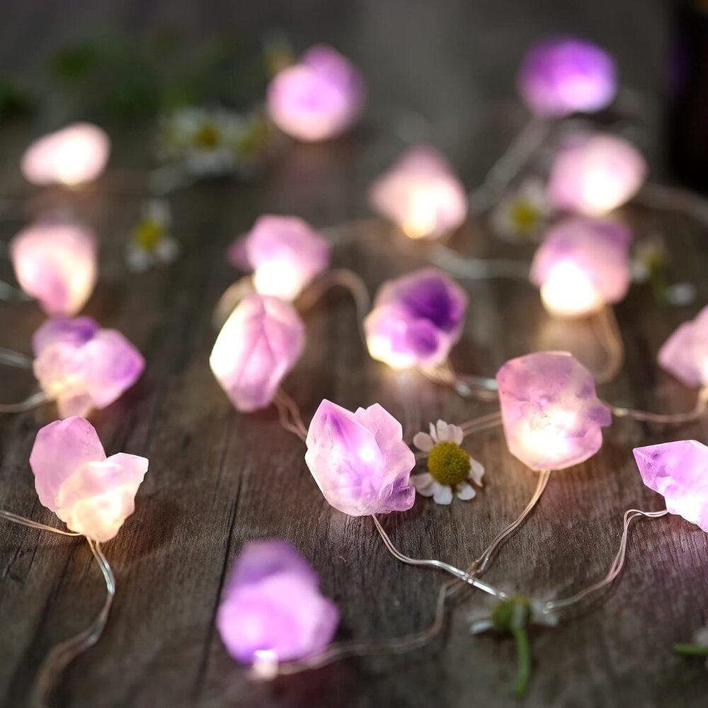 Natural Amethyst Crystal Lights Color Change Gem Fairy Lights